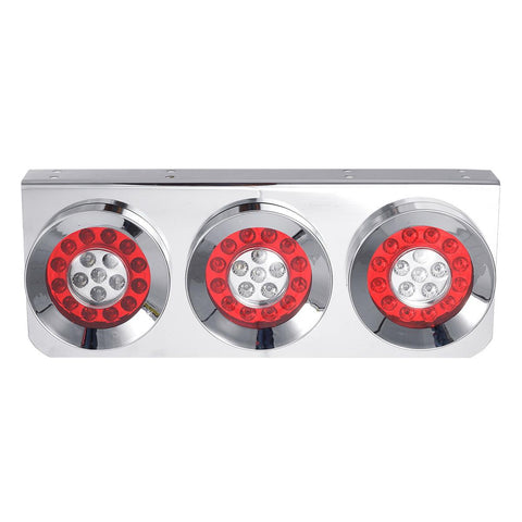 Image of Partsam 2Pcs 54 LED Truck Trailer Tail Lights Bar with Chrome Iron Bracket Base Waterproof 24V 4 Inch Round Led Trailer Tail Lights Bar Stop Turn Signal Running Parking Lights Lamps RV Camper