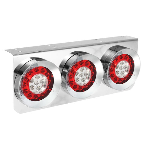 Image of Partsam 2Pcs 54 LED Truck Trailer Tail Lights Bar with Chrome Iron Bracket Base Waterproof 24V 4 Inch Round Led Trailer Tail Lights Bar Stop Turn Signal Running Parking Lights Lamps RV Camper