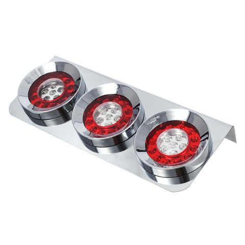 Image of Partsam 2Pcs 54 LED Truck Trailer Tail Lights Bar with Chrome Iron Bracket Base Waterproof 24V 4 Inch Round Led Trailer Tail Lights Bar Stop Turn Signal Running Parking Lights Lamps RV Camper