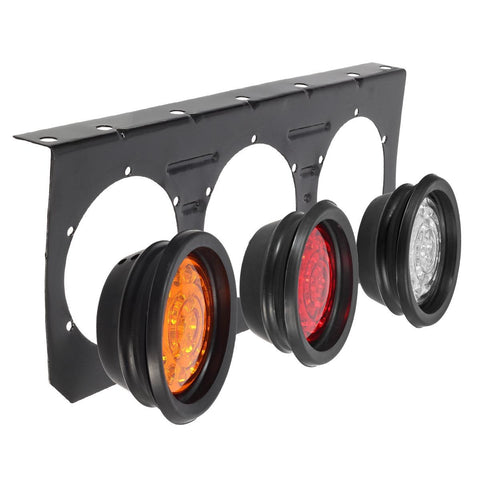Image of Partsam 63 LED Truck Trailer Tail Lights Bar Kit, Stop Turn Signal Brake Reverse Taillight with Iron Bracket Base Waterproof 12V-30V 4 Inch Round Led Trailer Tail Lights RV Camper Flatbed Trucks(2pcs)