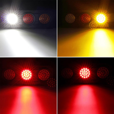 Image of Partsam 63 LED Truck Trailer Tail Lights Bar Kit, Stop Turn Signal Brake Reverse Taillight with Iron Bracket Base Waterproof 12V-30V 4 Inch Round Led Trailer Tail Lights RV Camper Flatbed Trucks(2pcs)
