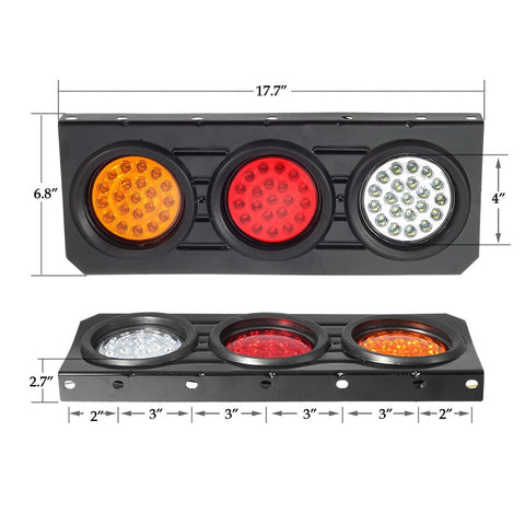 Image of Partsam 63 LED Truck Trailer Tail Lights Bar Kit, Stop Turn Signal Brake Reverse Taillight with Iron Bracket Base Waterproof 12V-30V 4 Inch Round Led Trailer Tail Lights RV Camper Flatbed Trucks(2pcs)