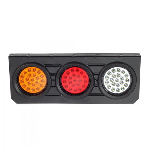 Image of Partsam 63 LED Truck Trailer Tail Lights Bar Kit, Stop Turn Signal Brake Reverse Taillight with Iron Bracket Base Waterproof 12V-30V 4 Inch Round Led Trailer Tail Lights RV Camper Flatbed Trucks(2pcs)