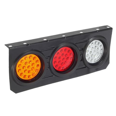 Image of Partsam 63 LED Truck Trailer Tail Lights Bar Kit, Stop Turn Signal Brake Reverse Taillight with Iron Bracket Base Waterproof 12V-30V 4 Inch Round Led Trailer Tail Lights RV Camper Flatbed Trucks(2pcs)