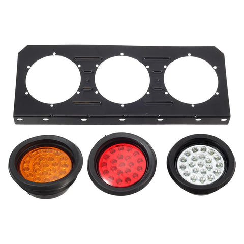 Image of Partsam 63 LED Truck Trailer Tail Lights Bar Kit, Stop Turn Signal Brake Reverse Taillight with Iron Bracket Base Waterproof 12V-30V 4 Inch Round Led Trailer Tail Lights RV Camper Flatbed Trucks(2pcs)