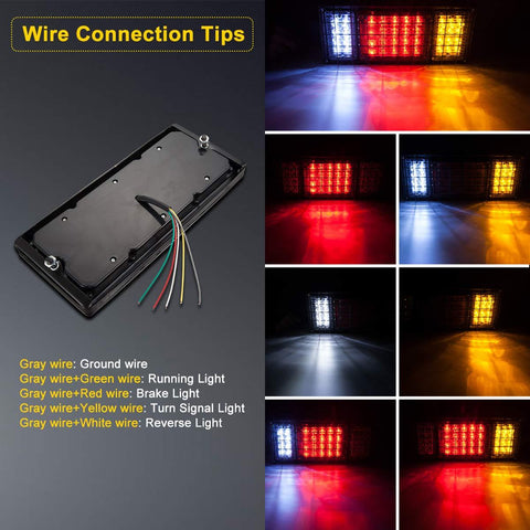 Image of Partsam 2Pcs LED Truck Trailer Tail Lights Bar Kit 40 LED Waterproof Tail Turn Signal Brake Light Running Reverse Light with Iron Net Protection 5 Wires 10V-30V for Truck Boat Trailer UTV RV Camper