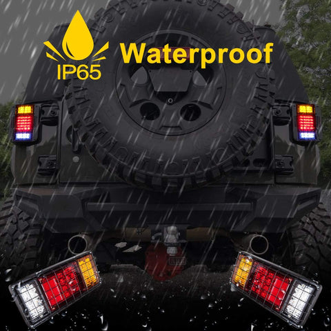 Image of Partsam 2Pcs LED Truck Trailer Tail Lights Bar Kit 40 LED Waterproof Tail Turn Signal Brake Light Running Reverse Light with Iron Net Protection 5 Wires 10V-30V for Truck Boat Trailer UTV RV Camper