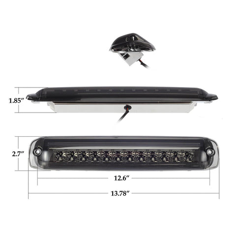 Image of Partsam High Mount Stop Light 3rd Third Brake Light for 1999-2006 Silverado Sierra 1500 2500 HD 3500 Chrome Housing Smoke Lens Center Mount Rear Top Cab Roof Cargo Lights Lamps (1 Plug)