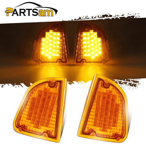 Image of Partsam 29 Amber LED Front P/T/C Light Assembly Replacement for Kenworth T600 T660 K300 T300 T330 Front LED Turn Signal Lights and Parking Lights Lamps, LH & RH, 1157 Plug