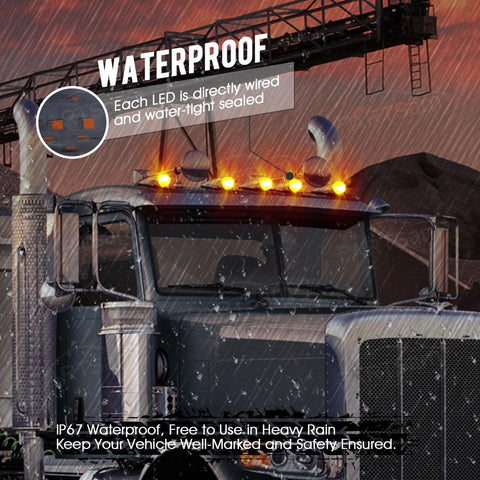 Image of Partsam 5PCS 21LED Smoke Torpedo Cab Marker Roof Running Top Lights Assembly Super Bright Chrome Heavy Duty Trucks Lights Replacement for International Kenworth/Peterbilt/Freightliner/Mack