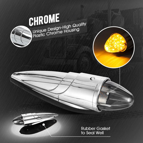 Image of Partsam 5PCS 21LED Smoke Torpedo Cab Marker Roof Running Top Lights Assembly Super Bright Chrome Heavy Duty Trucks Lights Replacement for International Kenworth/Peterbilt/Freightliner/Mack