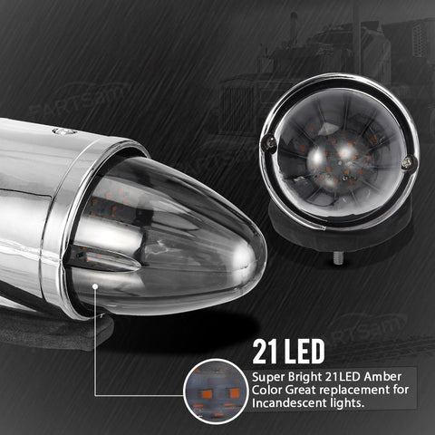 Image of Partsam 5PCS 21LED Smoke Torpedo Cab Marker Roof Running Top Lights Assembly Super Bright Chrome Heavy Duty Trucks Lights Replacement for International Kenworth/Peterbilt/Freightliner/Mack
