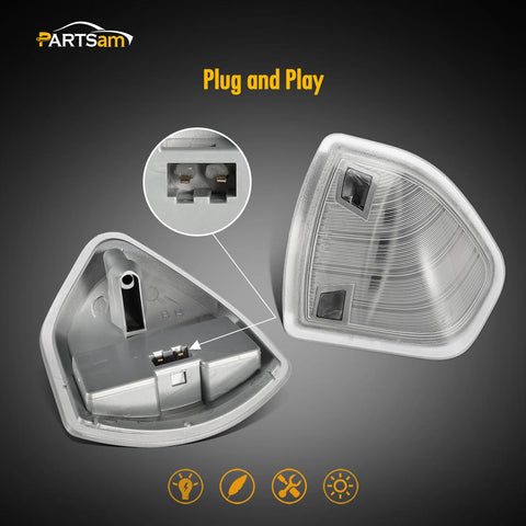Image of Partsam LED Side Mirror Turn Signal Light Left and Right Lamps Tow Light Clear Cover Lens Compatible with Ram 1500 2500 3500 4500 5500 2010 to 2018 68302828AA 68302829AA