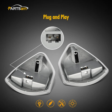 Image of Partsam LED Side Mirror Turn Signal Light Left and Right Lamps Tow Light Clear Cover Lens Compatible with Ram 1500 2500 3500 4500 5500 2010 to 2018 68302828AA 68302829AA