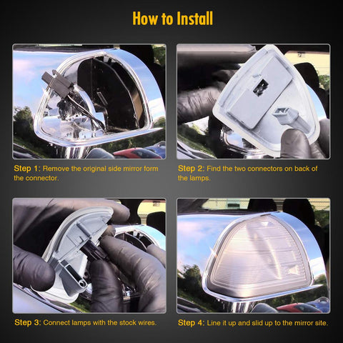 Image of Partsam LED Side Mirror Turn Signal Light Left and Right Lamps Tow Light Clear Cover Lens Compatible with Ram 1500 2500 3500 4500 5500 2010 to 2018 68302828AA 68302829AA