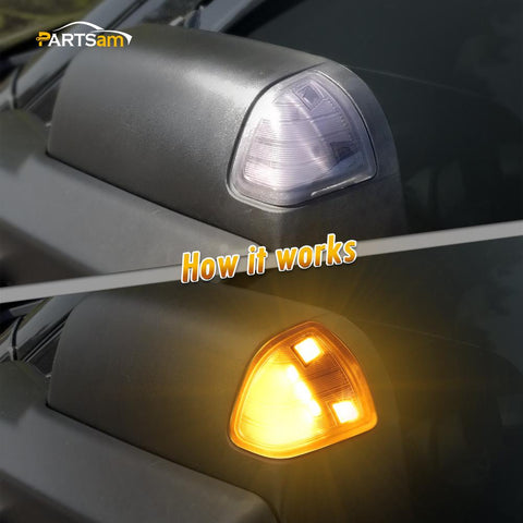 Image of Partsam LED Side Mirror Turn Signal Light Left and Right Lamps Tow Light Clear Cover Lens Compatible with Ram 1500 2500 3500 4500 5500 2010 to 2018 68302828AA 68302829AA