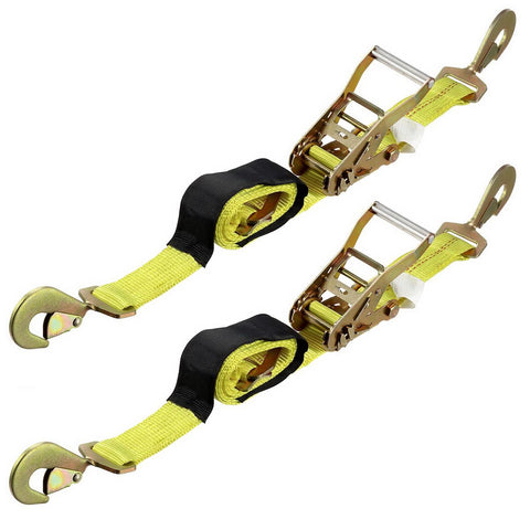 Image of Partsam 9.5FT Axle Tie Down Strap Ratchet w/Snap Hook - 2 Pcs/Set 10000 lbs Break Strength - 3300 lbs Safe Working Load, Use to Haul Any Car Truck ATV UTV SUV etc