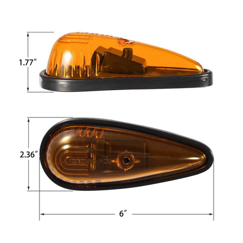 Image of Partsam Amber Teardrop Cab Light 9LED Cab Marker Light 5pcs Front Rear Top Clearance Roof Running Light with Wiring Pack for Trucks, Vans, Pickups, semis and RVs