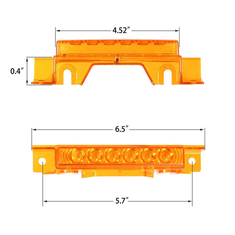 Image of Partsam 5PCS 6LED Cab Light Truck Trailer Cab Marker Top Amber Lens Roof Running Light Reflective Lights Assembly Compatible with 2004 VN/2003-2020 VNL Trucks Waterproof