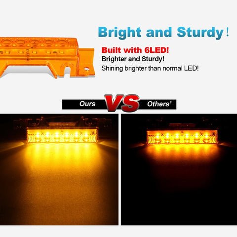 Image of Partsam 5PCS 6LED Cab Light Truck Trailer Cab Marker Top Amber Lens Roof Running Light Reflective Lights Assembly Compatible with 2004 VN/2003-2020 VNL Trucks Waterproof