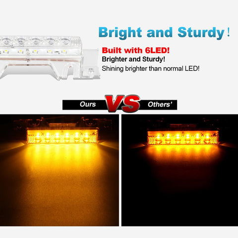 Image of Partsam 5PCS Clear Lens 6LED Amber Cab Light Truck Trailer Top Cab Marker Roof Running Light Waterproof Reflective Lights Assembly Compatible with 2004 VN/2003-2020 VNL Trucks