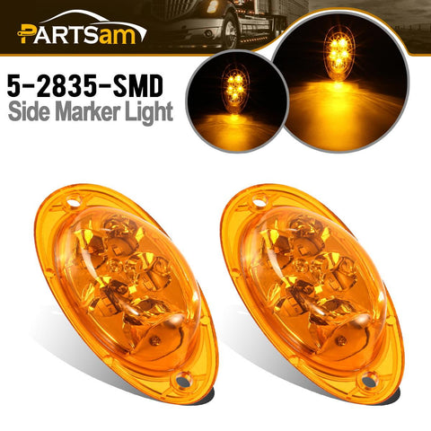 Image of Partsam For Freightliner Cascadia Amber LED Side Marker Turn Signal Lights 5-2835-SMD Sealed Replacement for Freightliner Led Side of Cab Turn Marker / Parking Lights Clearance Lamps (Pack of 2)