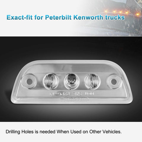Image of Partsam 5pcs 3LED Cab Light Truck Trailer Cab Marker Clear Lens Top Roof Running Reflective Lights Assembly Compatible with Peterbilt 579 & Kenworth T680, T770, T880 Heavy Trucks Cab Lights