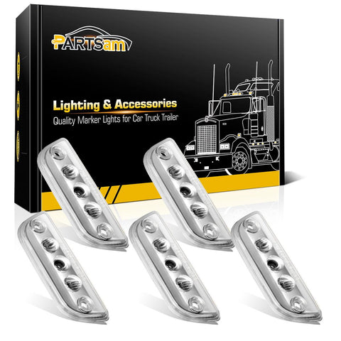 Image of Partsam 5pcs 3LED Cab Light Truck Trailer Cab Marker Clear Lens Top Roof Running Reflective Lights Assembly Compatible with Peterbilt 579 & Kenworth T680, T770, T880 Heavy Trucks Cab Lights