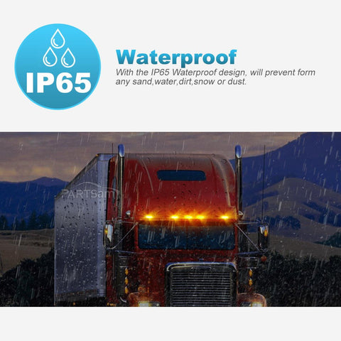 Image of Partsam 5pcs 3LED Cab Light Truck Trailer Cab Marker Clear Lens Top Roof Running Reflective Lights Assembly Compatible with Peterbilt 579 & Kenworth T680, T770, T880 Heavy Trucks Cab Lights