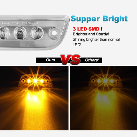 Image of Partsam 5pcs 3LED Cab Light Truck Trailer Cab Marker Clear Lens Top Roof Running Reflective Lights Assembly Compatible with Peterbilt 579 & Kenworth T680, T770, T880 Heavy Trucks Cab Lights