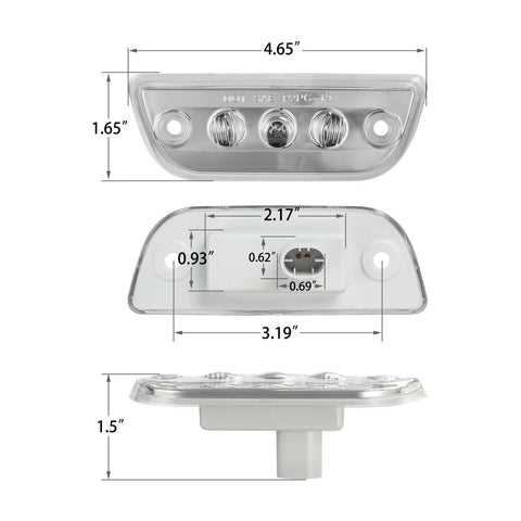 Image of Partsam 5pcs 3LED Cab Light Truck Trailer Cab Marker Clear Lens Top Roof Running Reflective Lights Assembly Compatible with Peterbilt 579 & Kenworth T680, T770, T880 Heavy Trucks Cab Lights