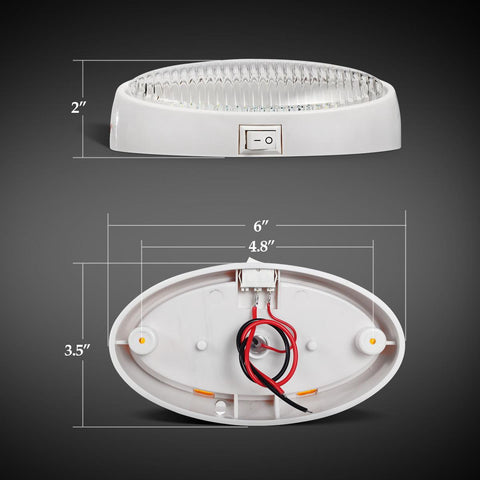 Image of Partsam Oval LED RV Exterior Porch Utility Light with Switch 12v Replacement Light for RVs Boat Trailer Camper 5th Wheels White Base w/Snap-on Clear and Amber Lenses Surface Mount