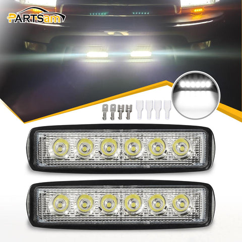 Image of Partsam 6" LED Light Bar White 36W 6500K Super Bright Spot Work Light Pods Single Row Off Road Driving Light Fog Light Boat Light Waterproof SUV ATV 4WD Car Truck Golf Cart 12V 24V IP67 (2pcs)