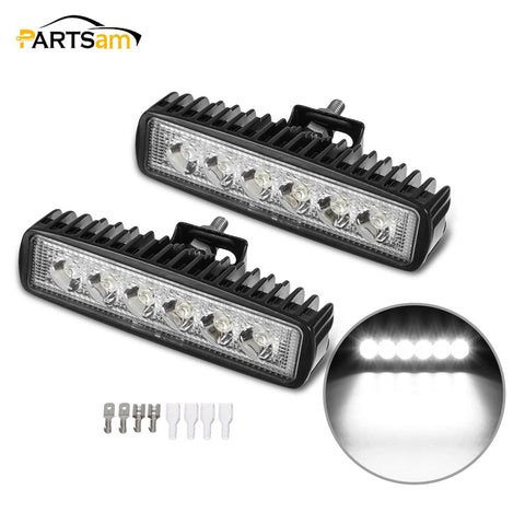 Image of Partsam 6" LED Light Bar White 36W 6500K Super Bright Spot Work Light Pods Single Row Off Road Driving Light Fog Light Boat Light Waterproof SUV ATV 4WD Car Truck Golf Cart 12V 24V IP67 (2pcs)