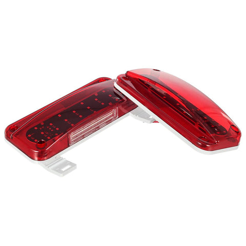 Image of Partsam Rectangular Red LED RV Camper Trailer Stop Turn Brake Tail Lights White License Plate Light 49 LED with License Bracket Holder and White Base 12V Sealed w Reflex Surface Mount (Left + Right)