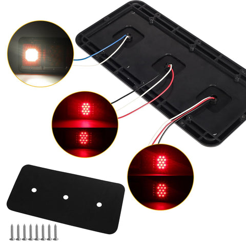 Image of Partsam 2Pcs LED Triple Tail Lights 45 LEDs, Rectangle Vertical or Horizontal Mount LED Trailer Camper RV Tail Lights Stop Turn Tail Backup Reverse Lights Taillights w/ Black Base - Red/Clear Lens