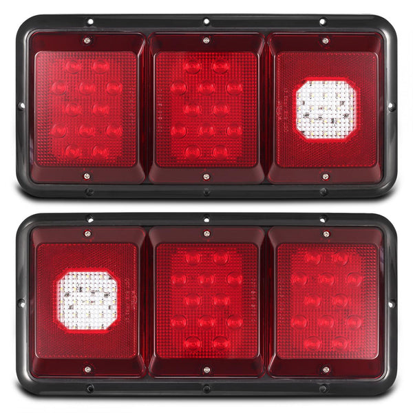 Partsam 2Pcs LED Triple Tail Lights 45 LEDs, Rectangle Vertical or Hor