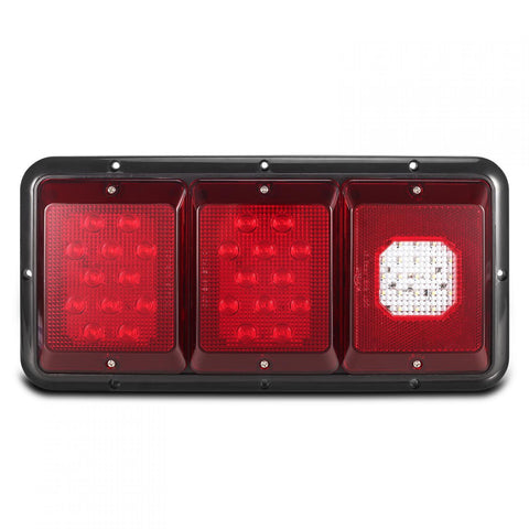 Image of Partsam 2Pcs LED Triple Tail Lights 45 LEDs, Rectangle Vertical or Horizontal Mount LED Trailer Camper RV Tail Lights Stop Turn Tail Backup Reverse Lights Taillights w/ Black Base - Red/Clear Lens