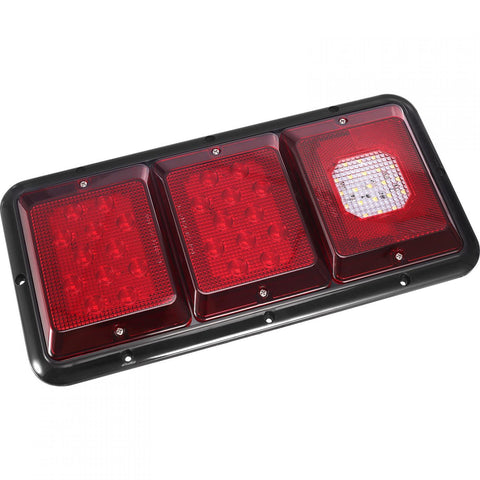 Image of Partsam 2Pcs LED Triple Tail Lights 45 LEDs, Rectangle Vertical or Horizontal Mount LED Trailer Camper RV Tail Lights Stop Turn Tail Backup Reverse Lights Taillights w/ Black Base - Red/Clear Lens