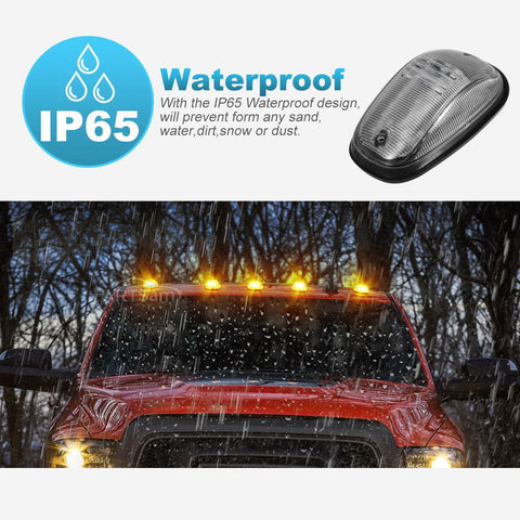 Image of Partsam 5PCS Cab Marker Clear/Amber 45LED Top Roof Light Compatible with Dodge Ram 1500 2500 3500 4500 5500 Pickup 2003 2004 2005 2006 2007 2008 2009 2010 2011 2012 2013 2014 2015 2016 2017 2018