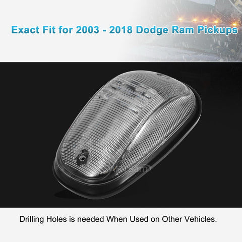 Image of Partsam 5PCS Cab Marker Clear/Amber 45LED Top Roof Light Compatible with Dodge Ram 1500 2500 3500 4500 5500 Pickup 2003 2004 2005 2006 2007 2008 2009 2010 2011 2012 2013 2014 2015 2016 2017 2018