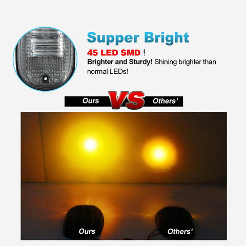 Image of Partsam 5PCS Cab Marker Clear/Amber 45LED Top Roof Light Compatible with Dodge Ram 1500 2500 3500 4500 5500 Pickup 2003 2004 2005 2006 2007 2008 2009 2010 2011 2012 2013 2014 2015 2016 2017 2018