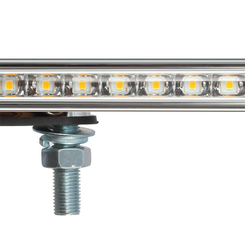 Image of Partsam 2Pcs 12inch Clear Lens Red / Amber LED Combo Dual Face Truck Semi Trailer Light Bars 20LED Waterproof w Double Studs Sealed Trailer Led Pedestal Turn Signal Stop Tail Marker Clearance Lights