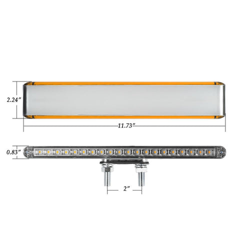 Image of Partsam 2Pcs 12inch Clear Lens Red / Amber LED Combo Dual Face Truck Semi Trailer Light Bars 20LED Waterproof w Double Studs Sealed Trailer Led Pedestal Turn Signal Stop Tail Marker Clearance Lights