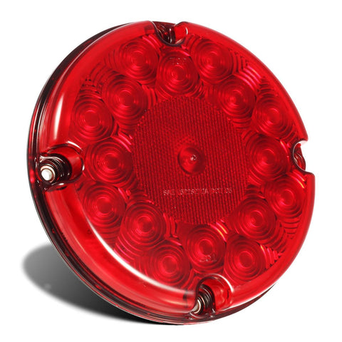 Image of Partsam 2Pcs 7 Inch Round Led Trailer Tail Lights Red 17 LED w/ Inner Reflex Lens Submersible Truck Trailer Bus RV UTE UTV Motorhome Rear Stop Turn Tail Brake Lights Lamps Sealed Surface Mount 10-30V