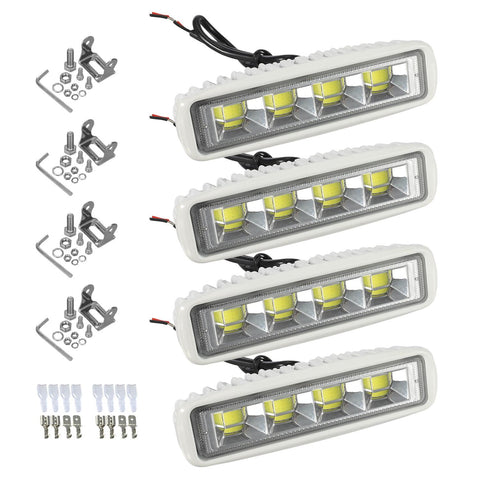 Image of Partsam Waterproof Led Boat Lights White Beam 6.3 inch 36W IP67 Waterproof Deck Dock Marine Light 4000LMS 150¡ãFlood Light 12/24V Light Bar Aluminum Housing w/180¡ãAdjustable Mounting Bracket(2pcs/4pcs)