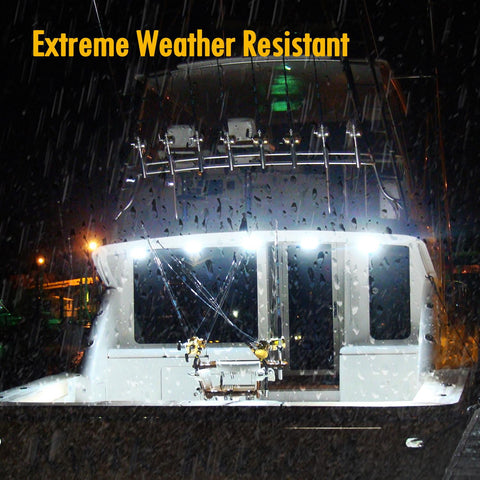 Image of Partsam Waterproof Led Boat Lights White Beam 6.3 inch 36W IP67 Waterproof Deck Dock Marine Light 4000LMS 150¡ãFlood Light 12/24V Light Bar Aluminum Housing w/180¡ãAdjustable Mounting Bracket(2pcs/4pcs)