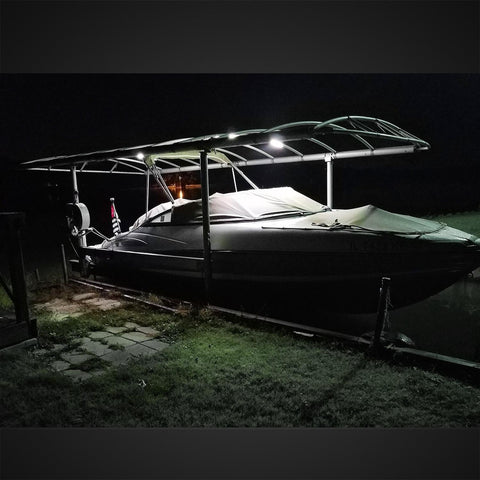 Image of Partsam Waterproof Led Boat Lights White Beam 6.3 inch 36W IP67 Waterproof Deck Dock Marine Light 4000LMS 150¡ãFlood Light 12/24V Light Bar Aluminum Housing w/180¡ãAdjustable Mounting Bracket(2pcs/4pcs)