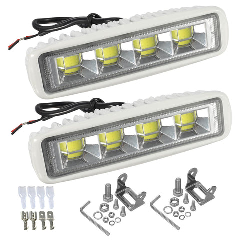 Image of Partsam Waterproof Led Boat Lights White Beam 6.3 inch 36W IP67 Waterproof Deck Dock Marine Light 4000LMS 150¡ãFlood Light 12/24V Light Bar Aluminum Housing w/180¡ãAdjustable Mounting Bracket(2pcs)