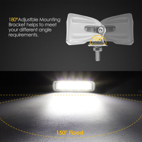 Image of Partsam Waterproof Led Boat Lights White Beam 6.3 inch 36W IP67 Waterproof Deck Dock Marine Light 4000LMS 150¡ãFlood Light 12/24V Light Bar Aluminum Housing w/180¡ãAdjustable Mounting Bracket(2pcs)